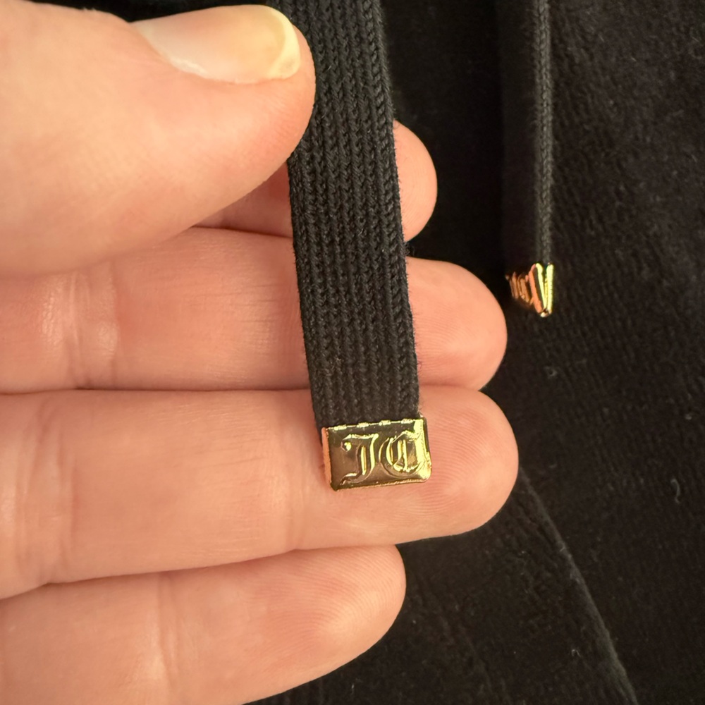 Juicy Couture Y2K Black Velour Track Suit Pants, Size Small - Picture 3 of 5